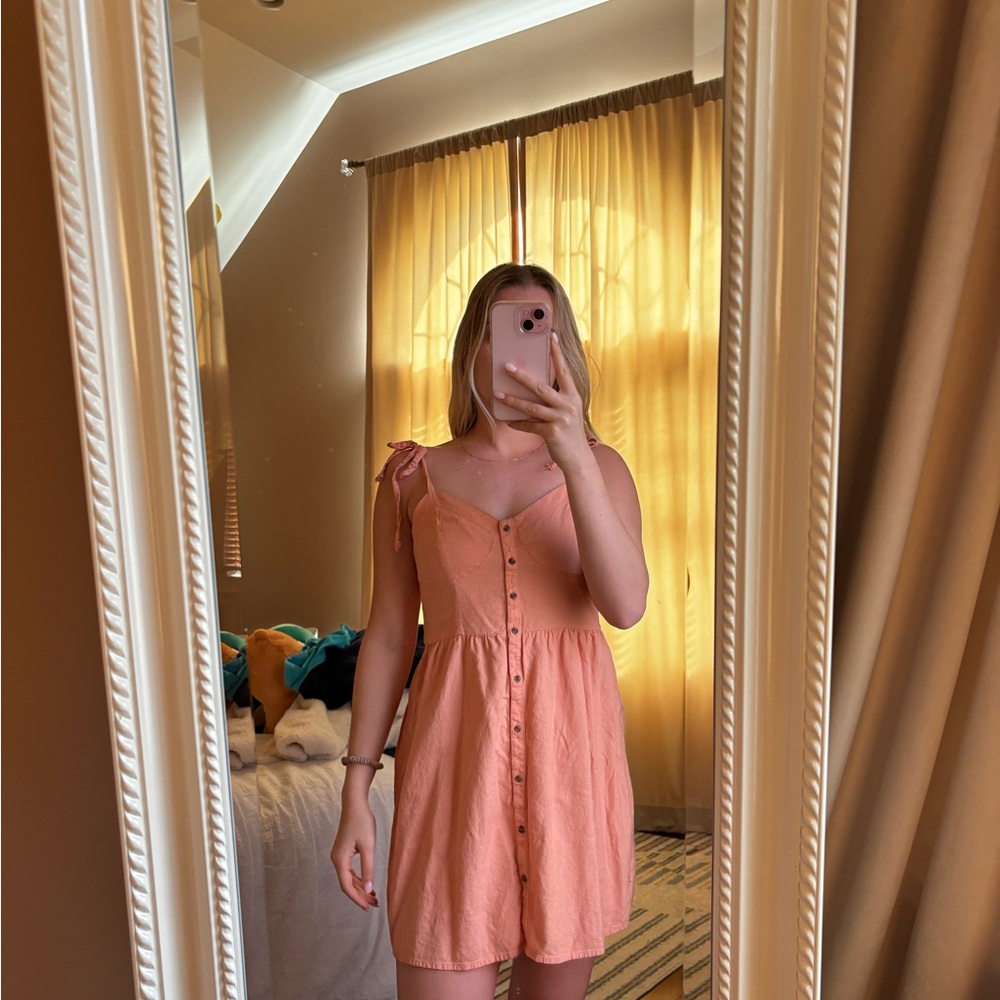 Aerie Peach Button-Down Dress